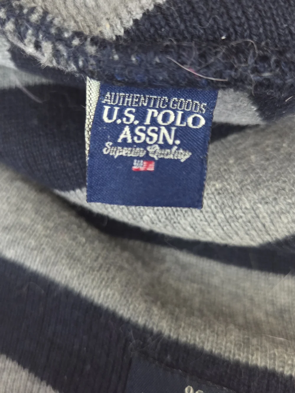 U.S. Polo Assn. Striped Knit Beanie in Navy & Gray